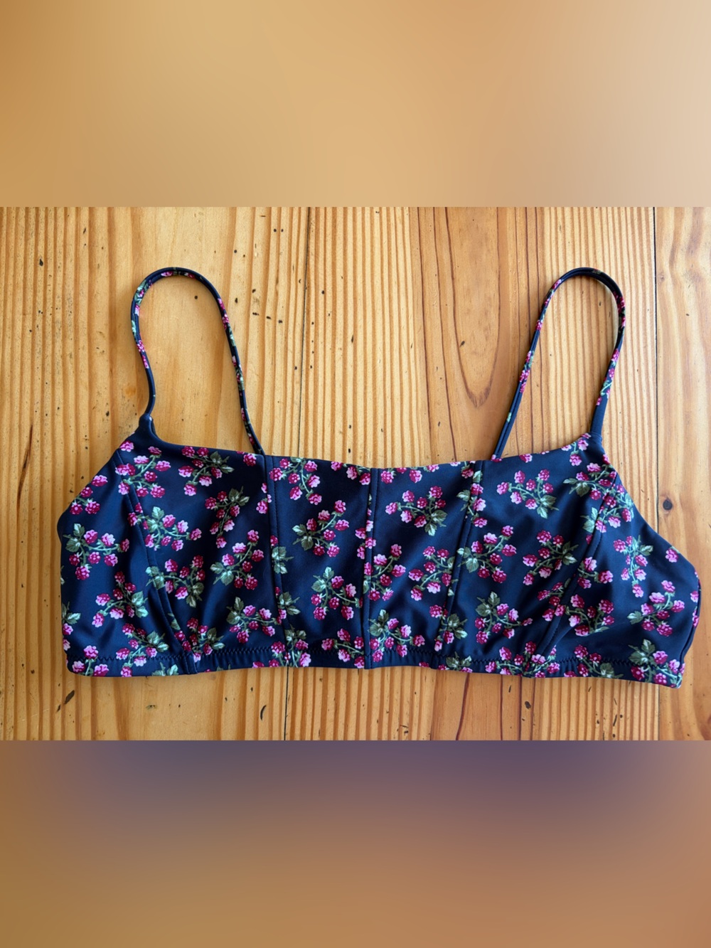 J.CREW Topstitched scoopneck bikini top in twilight berry - NWT Large